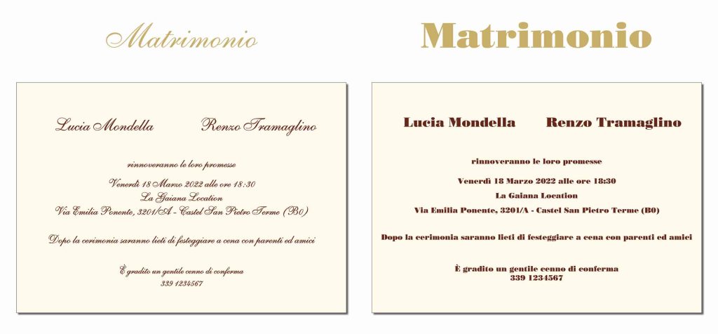 font giusto partecipazioni matrimonio