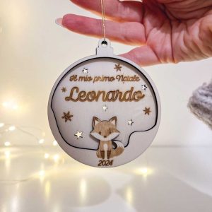 Pallina Natale Legno Personalizzata il mio primo Natale