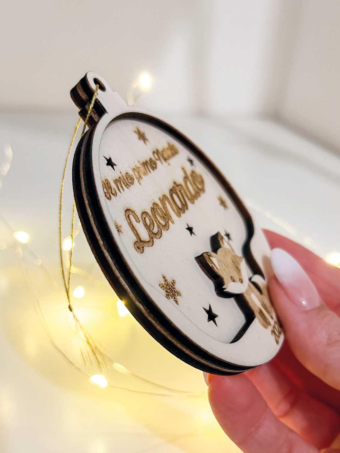 Pallina Natale Legno Personalizzata con nome il mio primo Natale